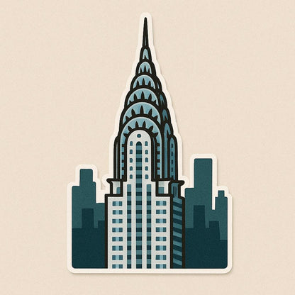 New York Iconic Landmarks Sticker- - Statue of Liberty, Empire State, Brooklyn Bridge, Time Square, Chrysler Building & Grand Central