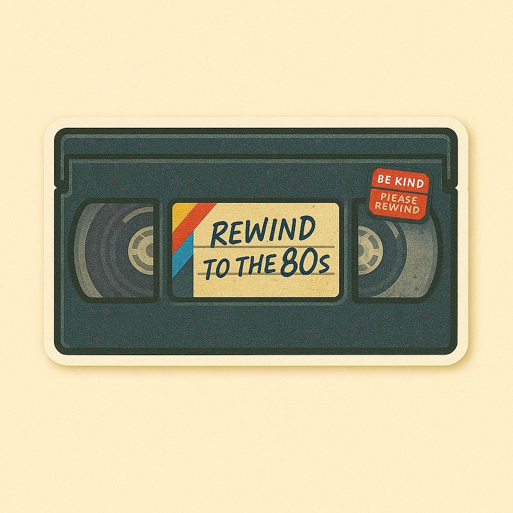 1980s Iconic Stickers  “Rewind to the 80s - Cassette Tape  Walkman  Roller Skates  VHS  Arcade  Boombox