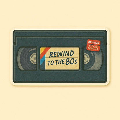 1980s Iconic Stickers  “Rewind to the 80s - Cassette Tape  Walkman  Roller Skates  VHS  Arcade  Boombox