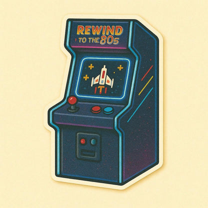 1980s Iconic Stickers  “Rewind to the 80s - Cassette Tape  Walkman  Roller Skates  VHS  Arcade  Boombox