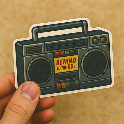 1980s Iconic Stickers  “Rewind to the 80s - Cassette Tape  Walkman  Roller Skates  VHS  Arcade  Boombox
