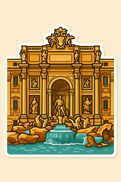 Rome Iconic Stickers | Italy Travel Stickers | Colosseum, Trevi Fountain, Pantheon, St. Peters Basilica, Spanish Steps| European Landmark
