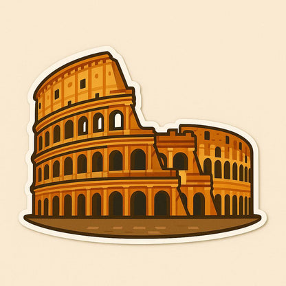 Rome Iconic Stickers | Italy Travel Stickers | Colosseum, Trevi Fountain, Pantheon, St. Peters Basilica, Spanish Steps| European Landmark