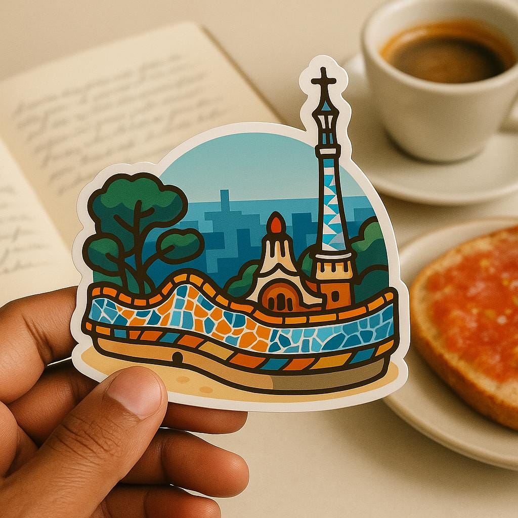 Barcelona Iconic Sticker - Park Güell, La Rambla Street, La Sagrada Família, Casa Batlló