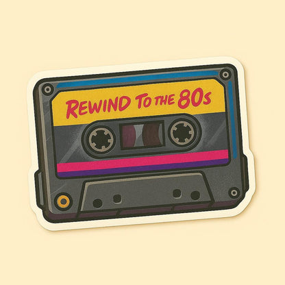 1980s Iconic Stickers  “Rewind to the 80s - Cassette Tape  Walkman  Roller Skates  VHS  Arcade  Boombox