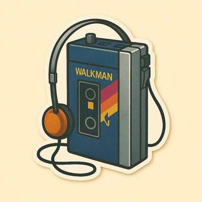 1980s Iconic Stickers  “Rewind to the 80s - Cassette Tape  Walkman  Roller Skates  VHS  Arcade  Boombox