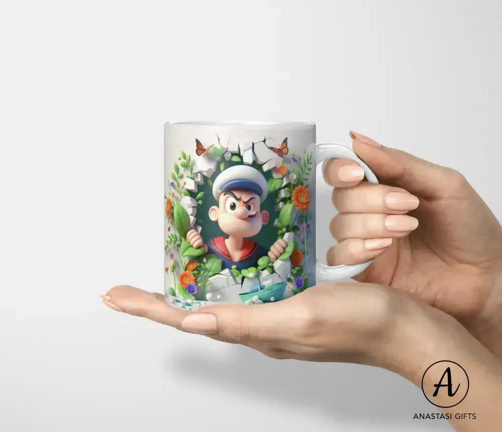 Popeye - Ceramic Mugs - Vibrant 3D Printed