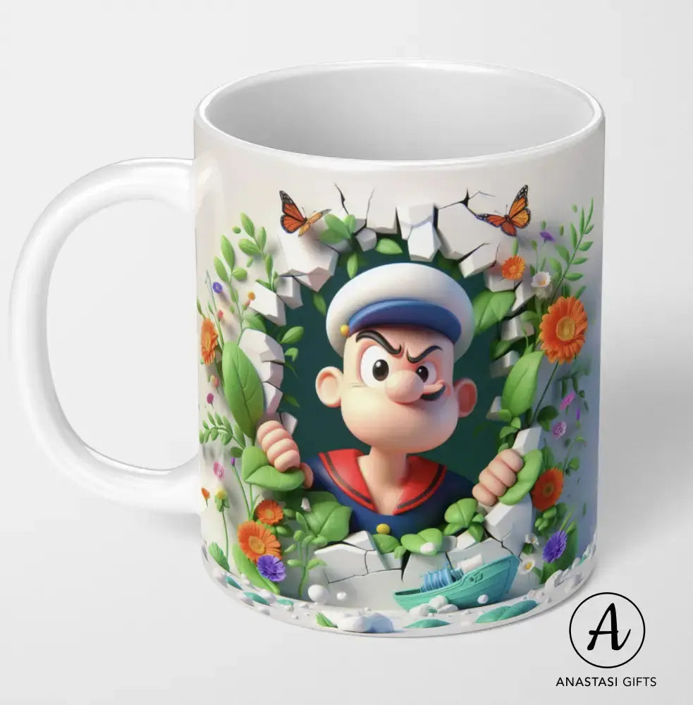 Popeye - Ceramic Mugs - Vibrant 3D Printed