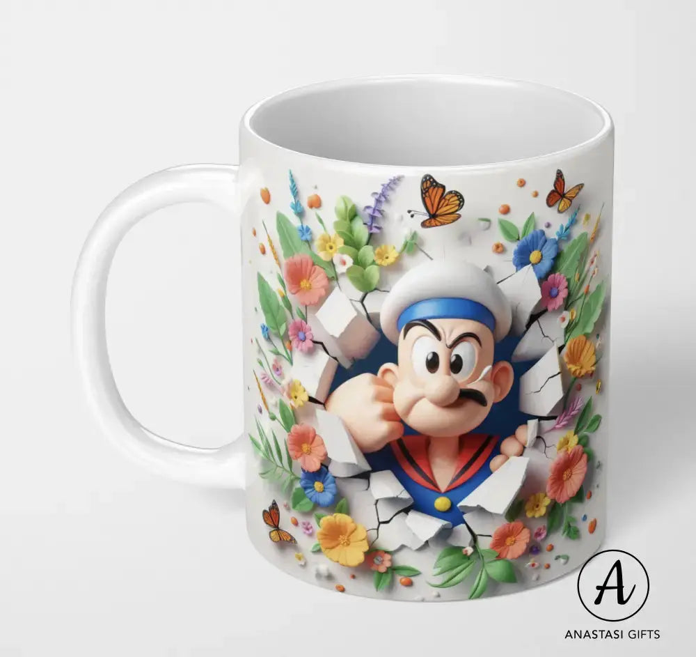 Popeye - Ceramic Mugs - Vibrant 3D Printed